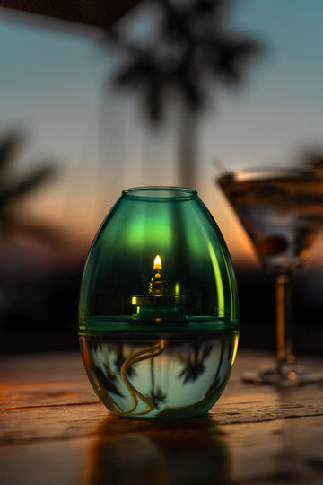 Lámpara de Aceite Natural - Leo Luz Color Verde Esmeralda