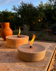 Vela de citronela en cuenco de cemento Rustico color arena, rellenable - Elite Candles